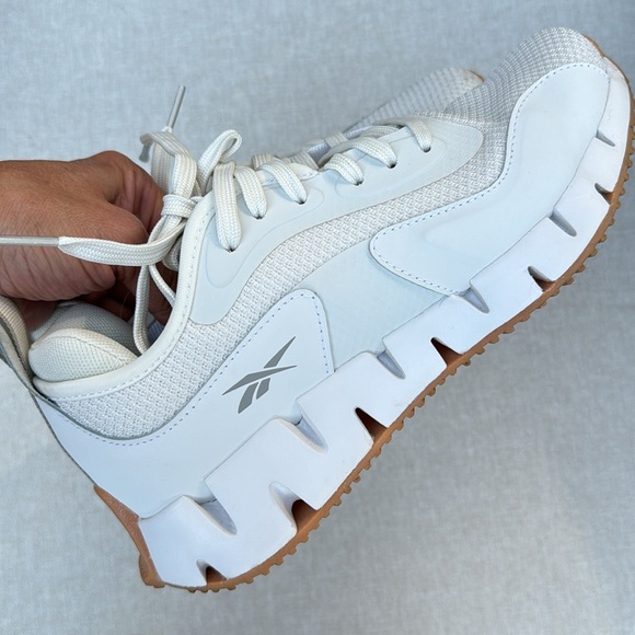 Reebok Ortholite Zig Dynamica Sneaker-Sz 8-Chalk/White Combo-Gum Soles - Picture 12 of 15